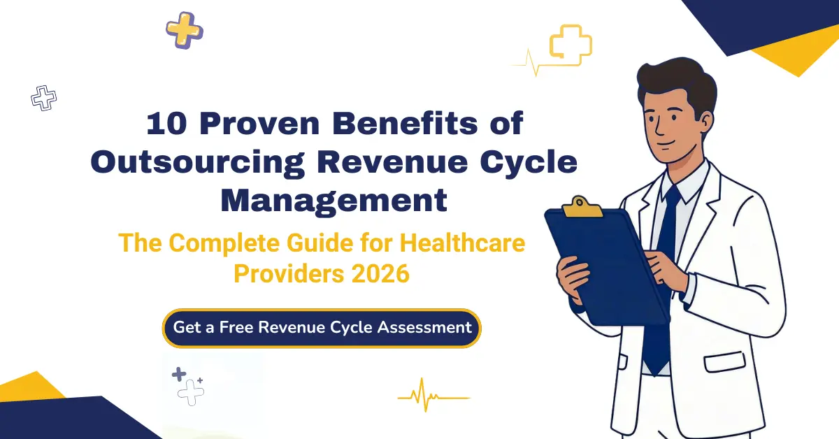 10 proven benefits of outsourcing revenue cycle management for healthcare providers including cost reduction, fewer claim denials, faster payments, and improved financial performance