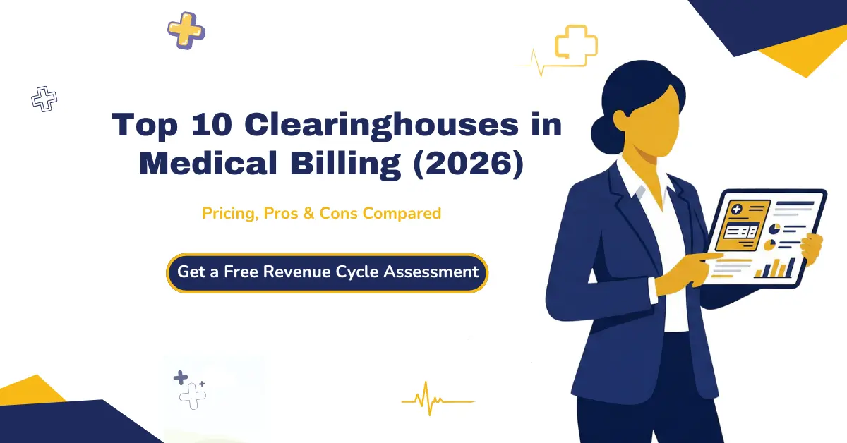 Top 10 clearinghouses in medical billing 2026 showing pricing, pros, cons, and EHR compatibility for healthcare providers