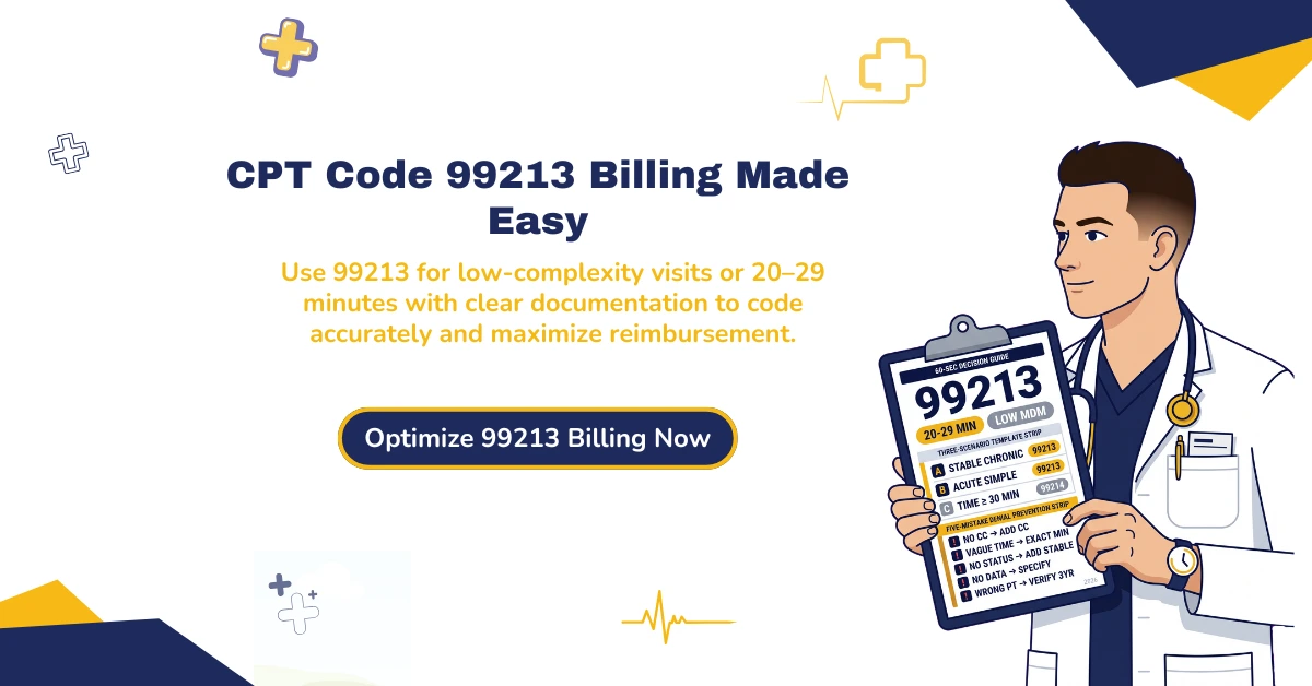 CPT 99213 billing for low complexity established patient visits with time-based coding and accurate documentation to ensure proper reimbursement