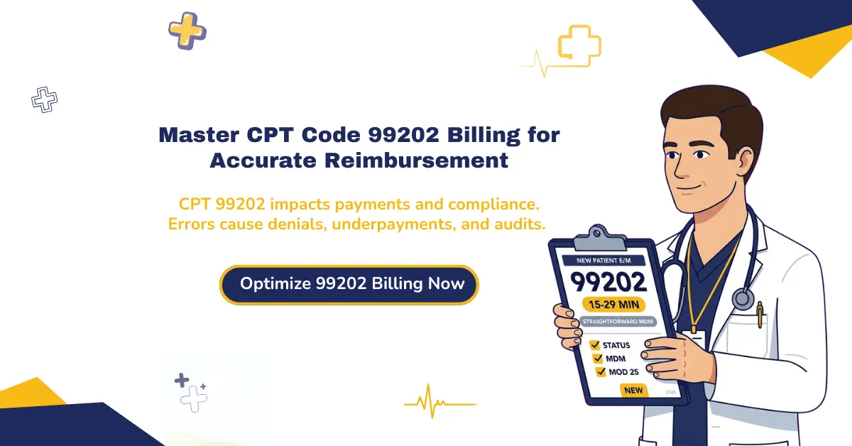 CPT code 99202 billing guide highlighting reimbursement accuracy, compliance risks, and denial prevention strategies