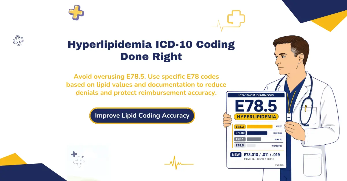 Hyperlipidemia ICD-10 coding guide emphasizing E78 specificity for accurate billing and reduced claim denials